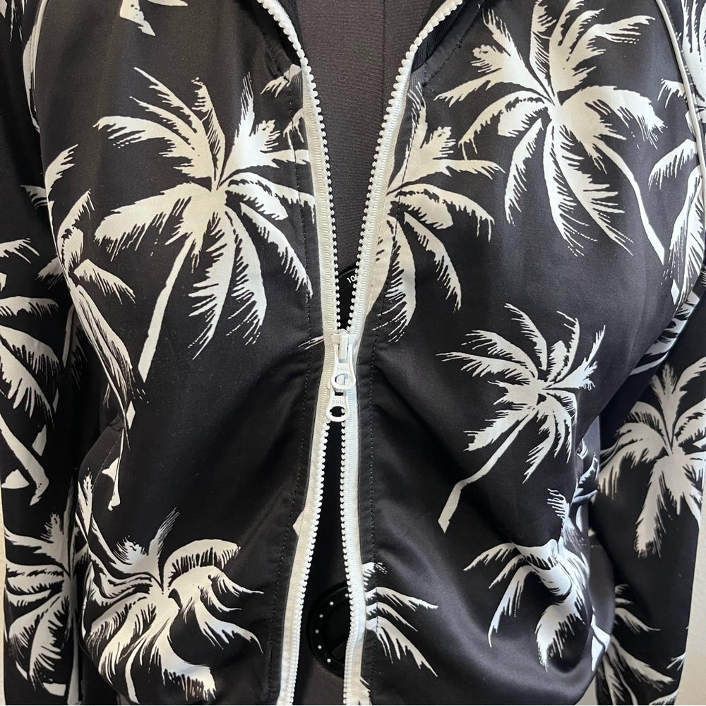 Pam & Gela Palm Tree Stand Collar Double Zipper Track Jacket - Picture 9 of 11